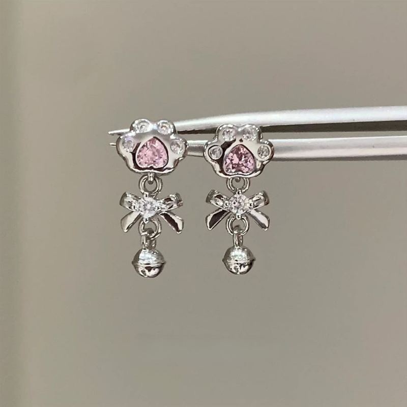 F136钛合金猫爪粉色金色耳骨钉 内螺旋养耳洞防过敏耳钉 穿刺饰品 2