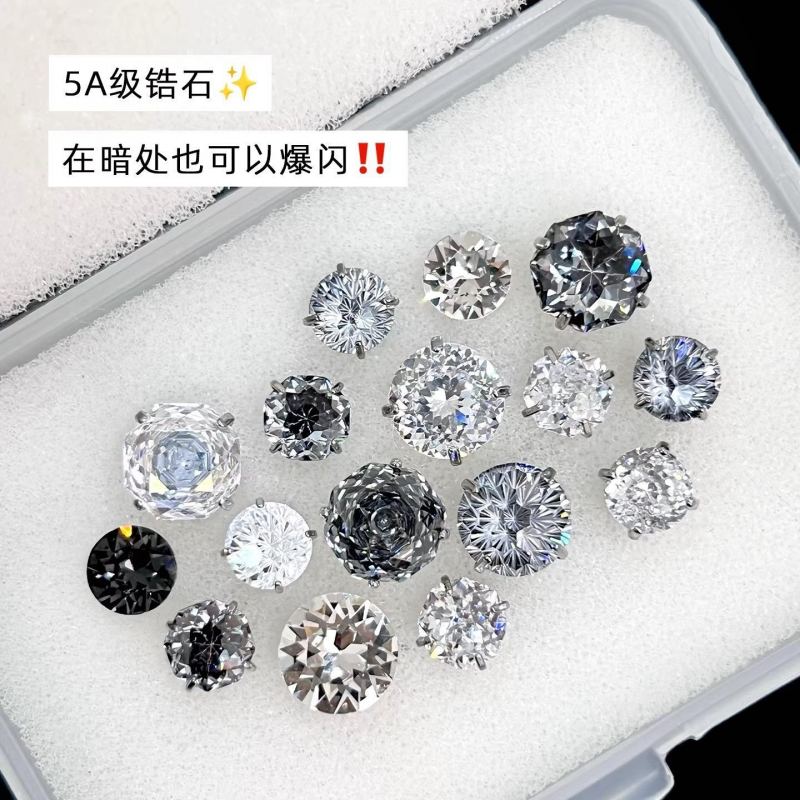 F136钛合金锆石玫瑰耳骨钉 内螺旋养耳洞防过敏耳钉 穿刺饰品