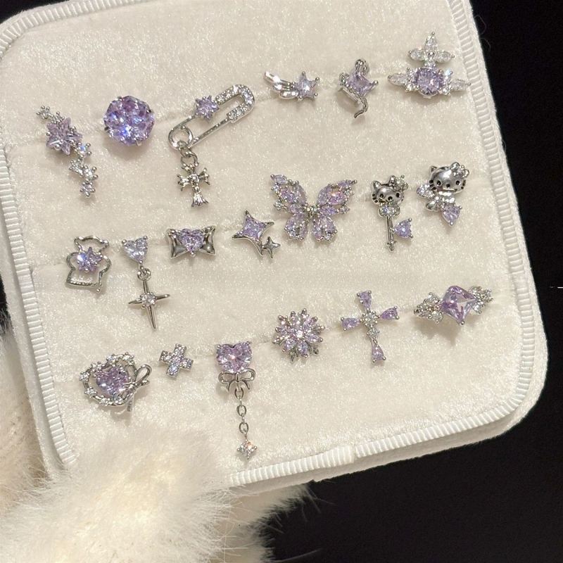 F136钛合金锆石紫色耳垂钉 内螺旋养耳洞防过敏耳钉 穿刺饰品 4