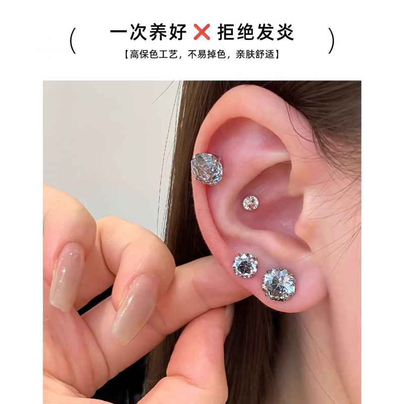 F136钛合金锆石玫瑰耳骨钉 内螺旋养耳洞防过敏耳钉 穿刺饰品 4
