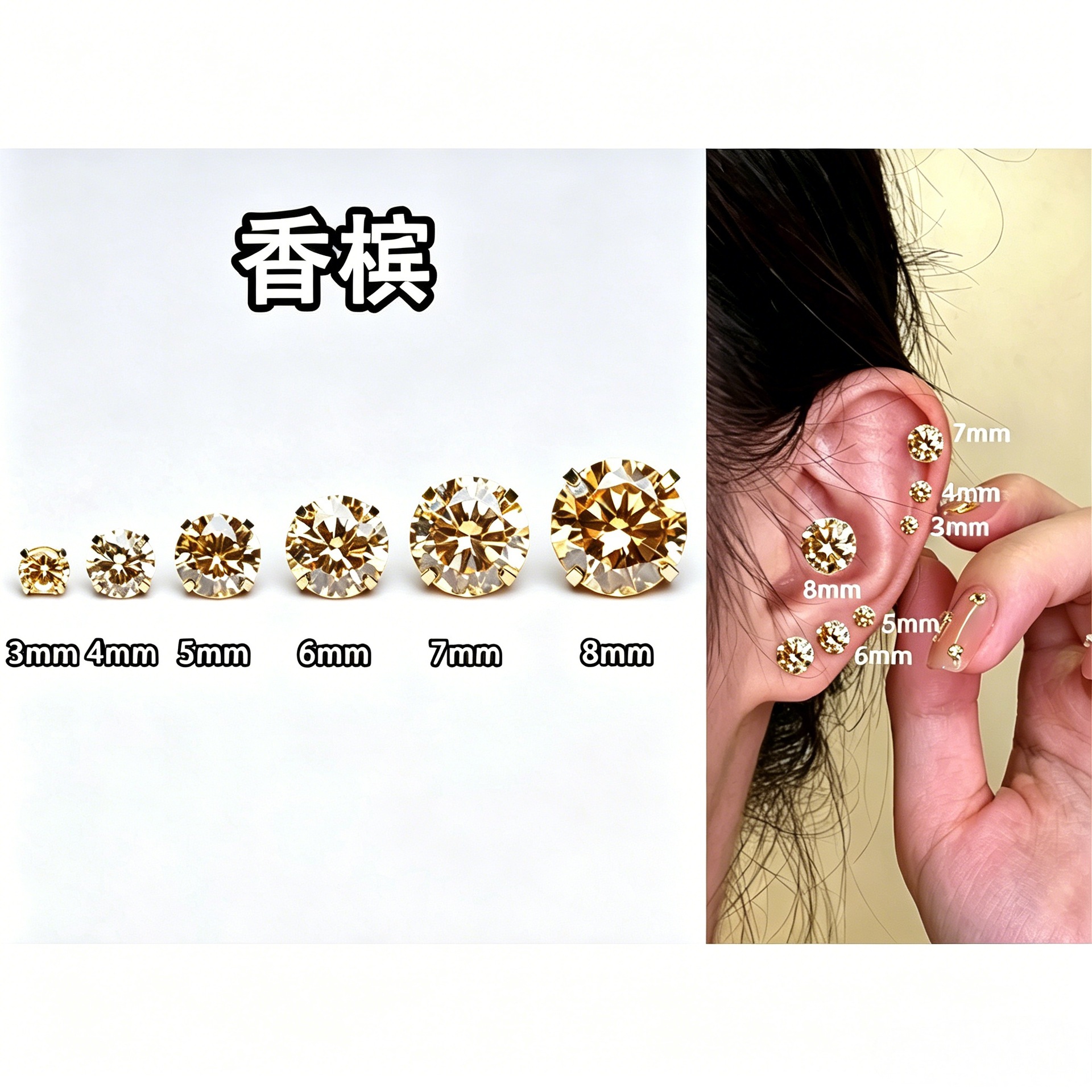 G23 Implant Grade Titanium Four Prong 夹 Cubic Zirconia Ear Stud Cubic Zirconia F136 Titanium 养洞 Labret Stud Helix Cartilage Stud Jewelry Accessories
