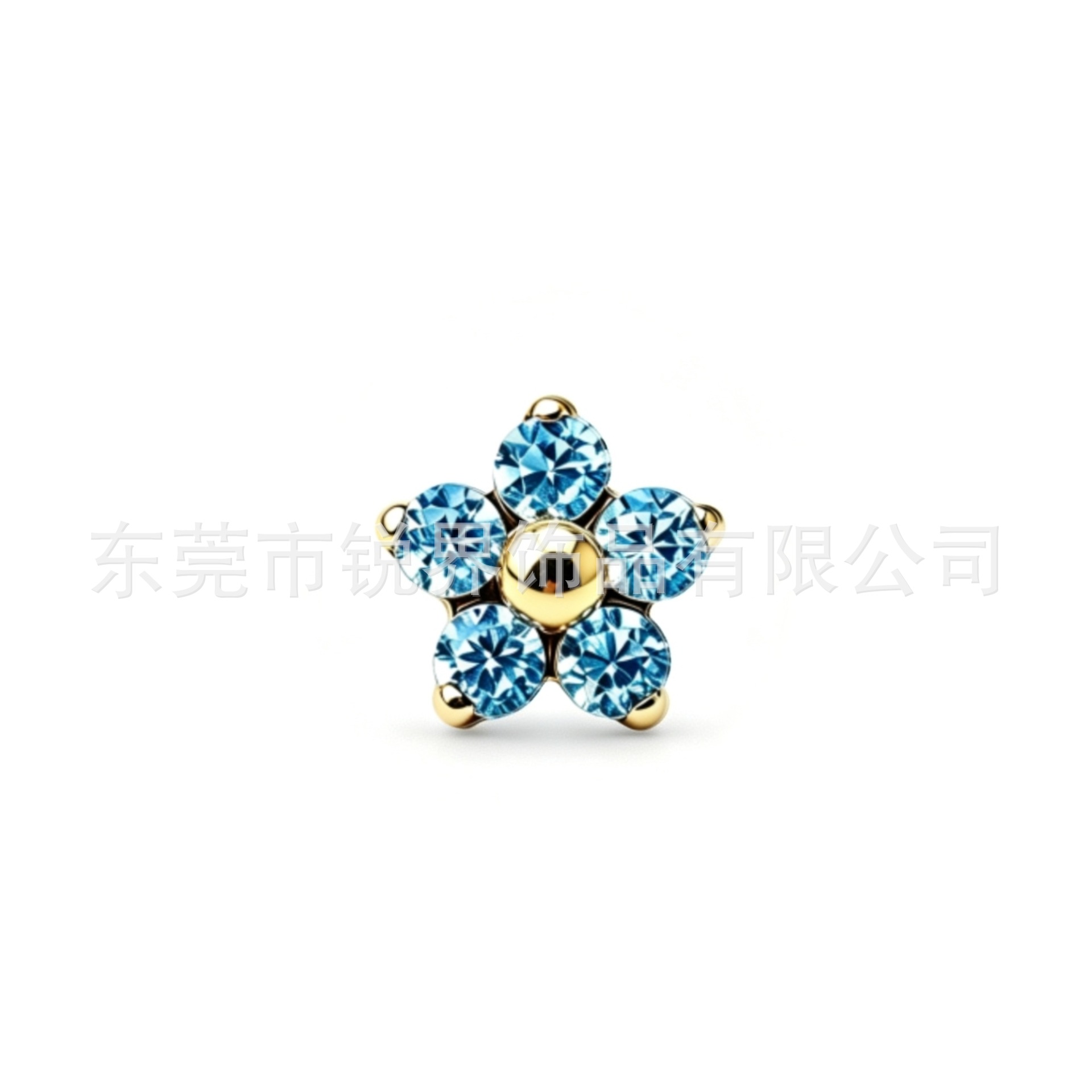 F136 Titanium Alloy 超闪 Cubic Zirconia 五瓣小梅 Flower Ear Stud Internal Thread Labret Stud Nose Stud Helix Cartilage Stud Piercing Jewelry