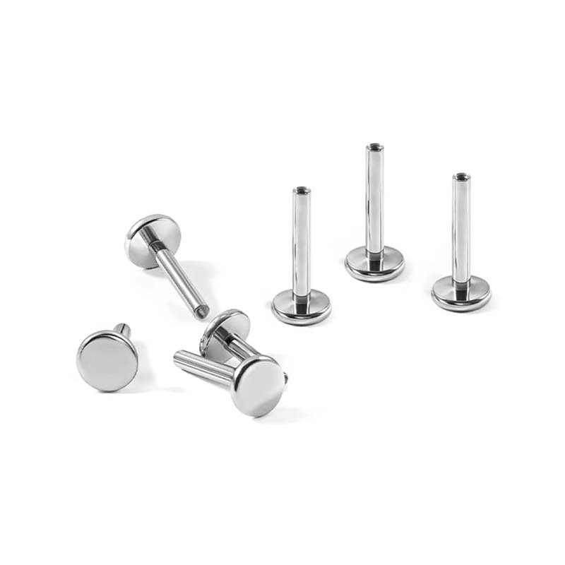 F136 Titanium Alloy Labret Stud 底座G23 Internal Thread Flat Back Ear Stud Tongue Barbell Nose Stud 人体 Piercing Jewelry Accessories