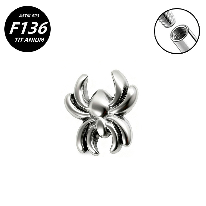 G23 Implant Grade Titanium Ear Stud Labret Stud Flat Back Internal Thread 0.9牙口 Titanium 本色 Helix Cartilage Stud Ear Stud Piercing Jewelry Women