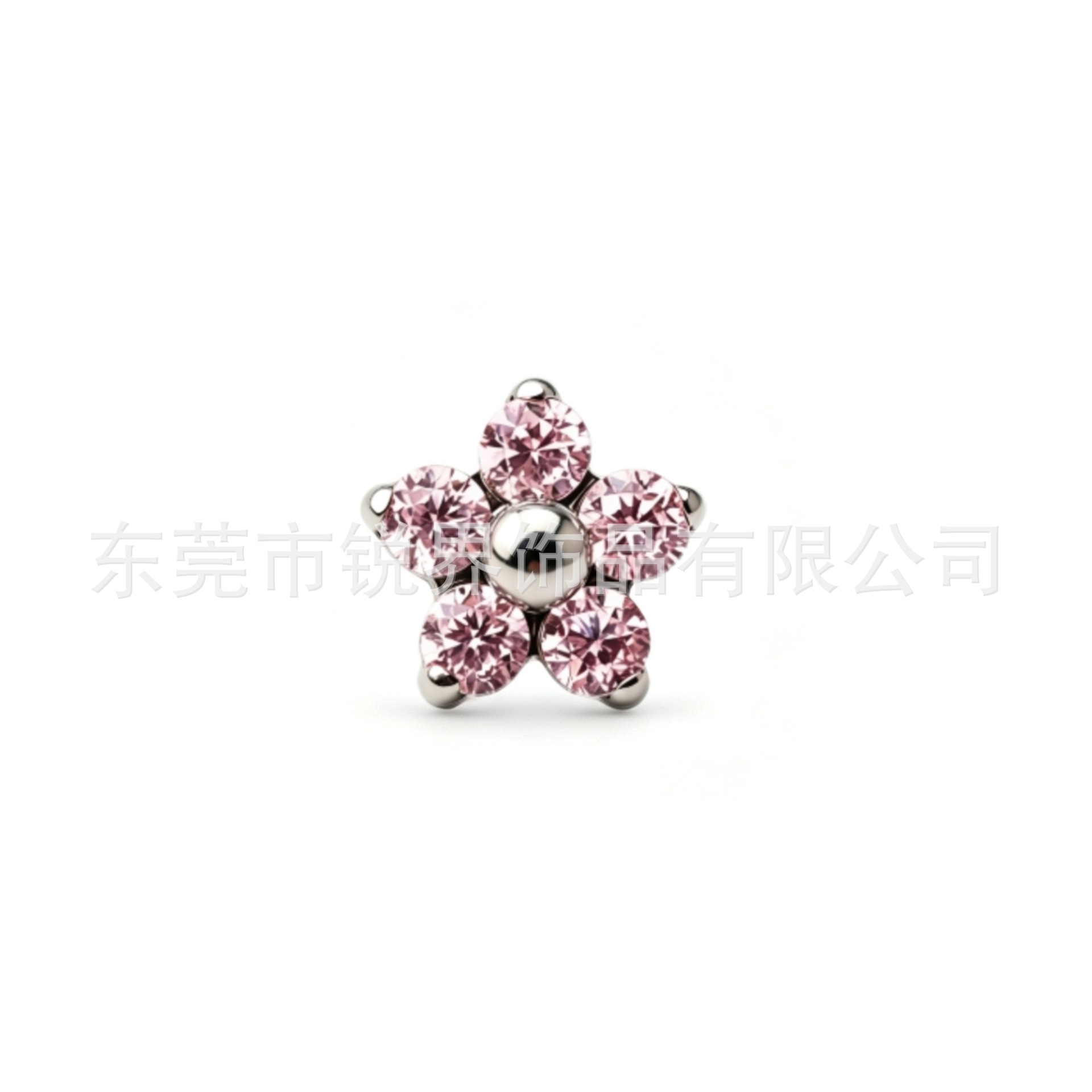 F136 Titanium Alloy 超闪 Cubic Zirconia 五瓣小梅 Flower Ear Stud Internal Thread Labret Stud Nose Stud Helix Cartilage Stud Piercing Jewelry