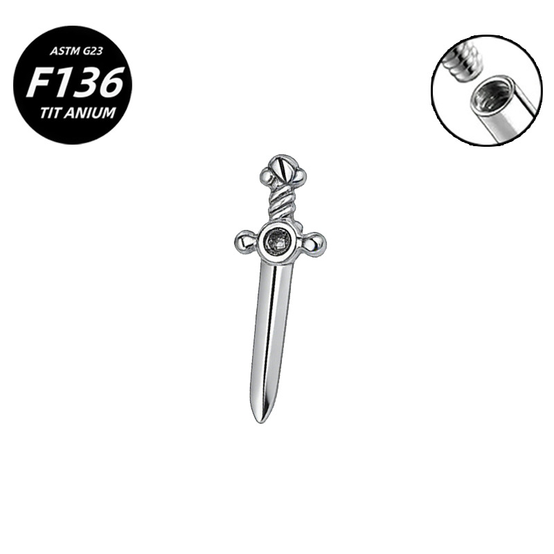 G23 Implant Grade Titanium Ear Stud Labret Stud Flat Back Internal Thread 0.9牙口 Titanium 本色 Helix Cartilage Stud Ear Stud Piercing Jewelry Women