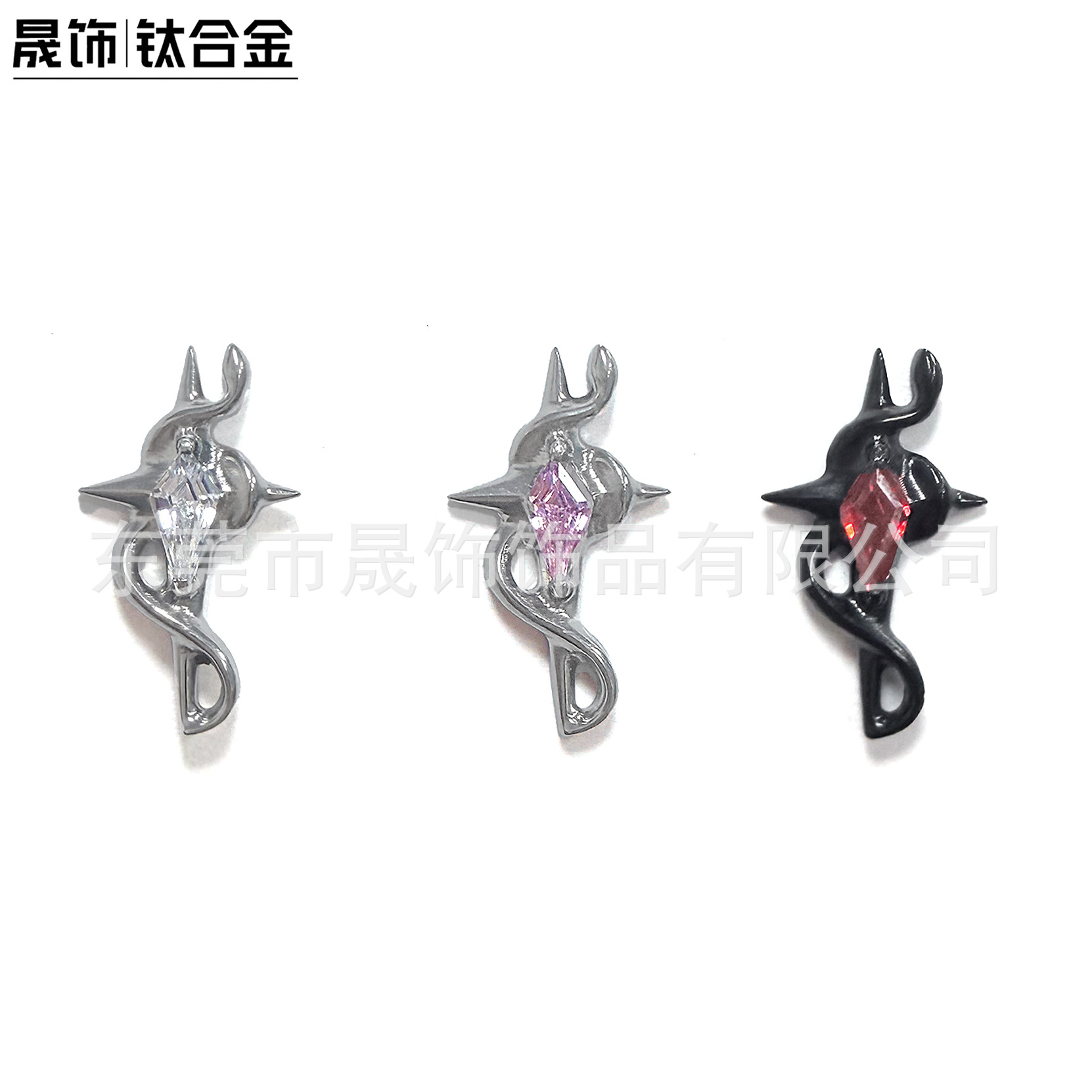 F136 Titanium Alloy Snake Wrap 四芒 Star Ear Stud G23 Titanium Internal Thread Cubic Zirconia Labret Stud Tongue Barbell 穿孔 Jewelry