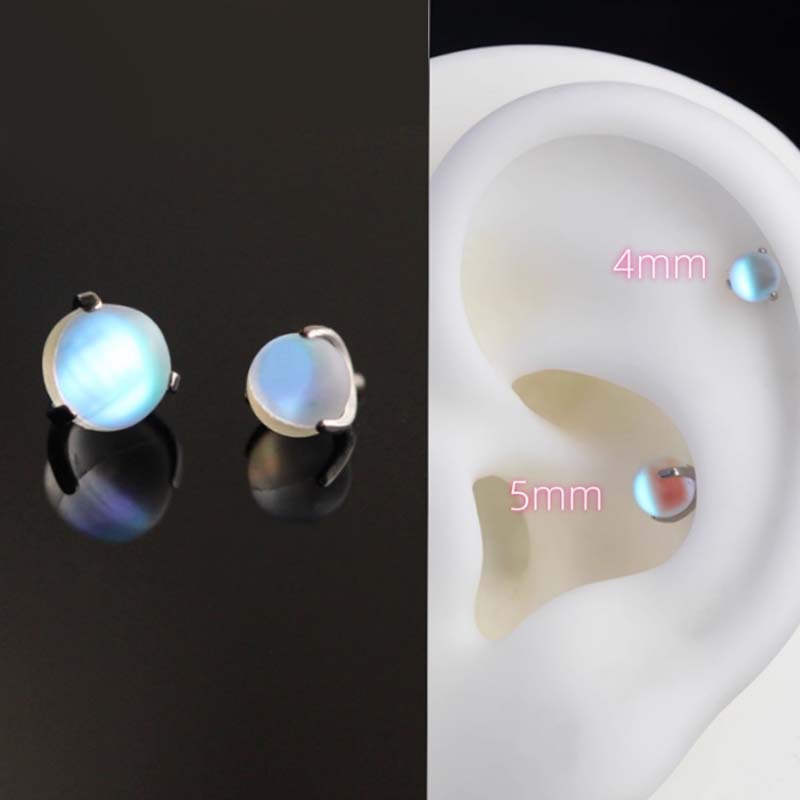 F136 Titanium Alloy 月光石 Tongue Barbell Ear Stud 替换 Jewelry 头G23 Titanium 三 Prong Ball Labret Stud Piercing Accessories