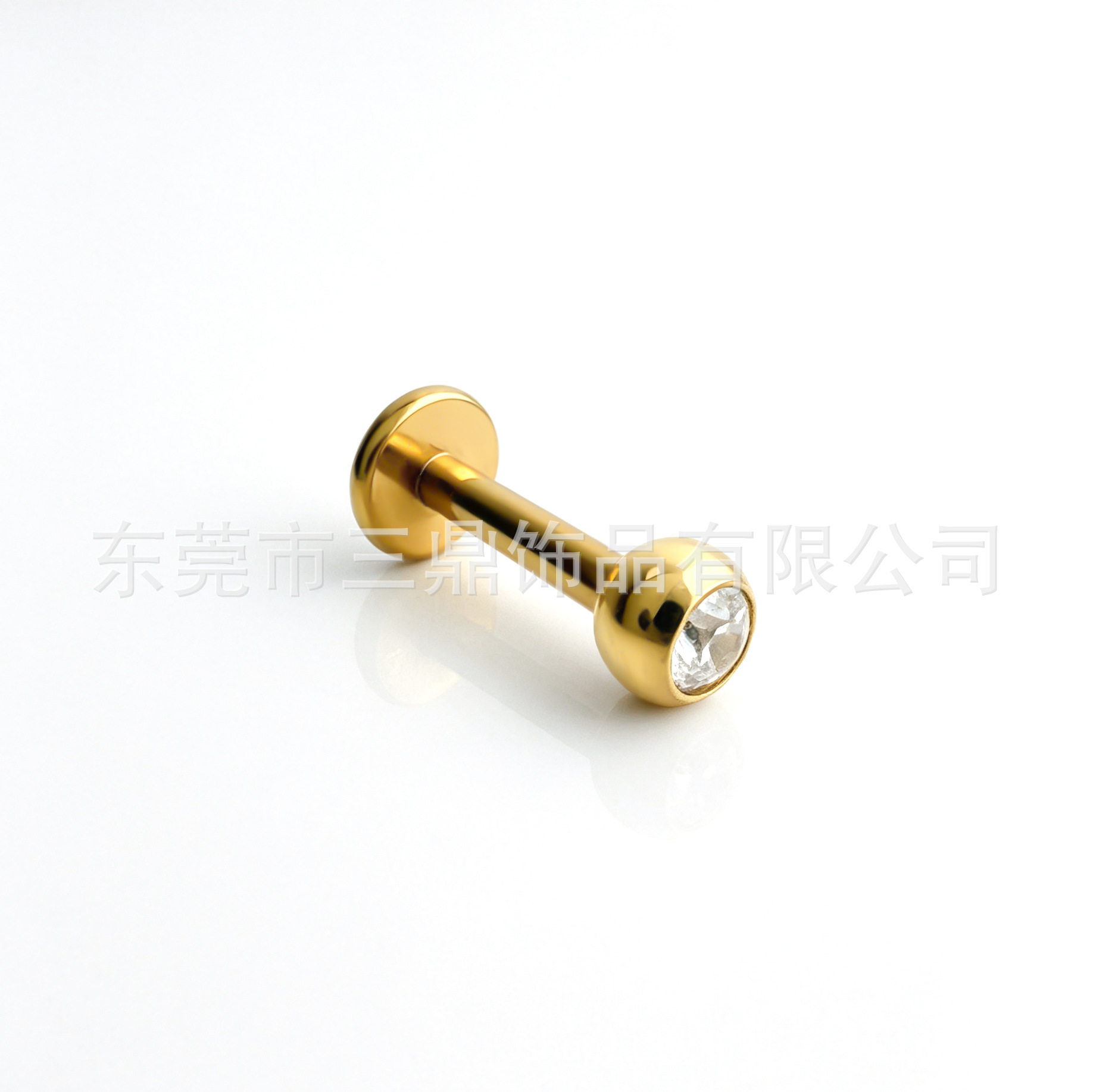 F136钛3.0mm迷你小小金豆锆石耳钉18K镀金鼻钉唇钉G23钛合金穿刺