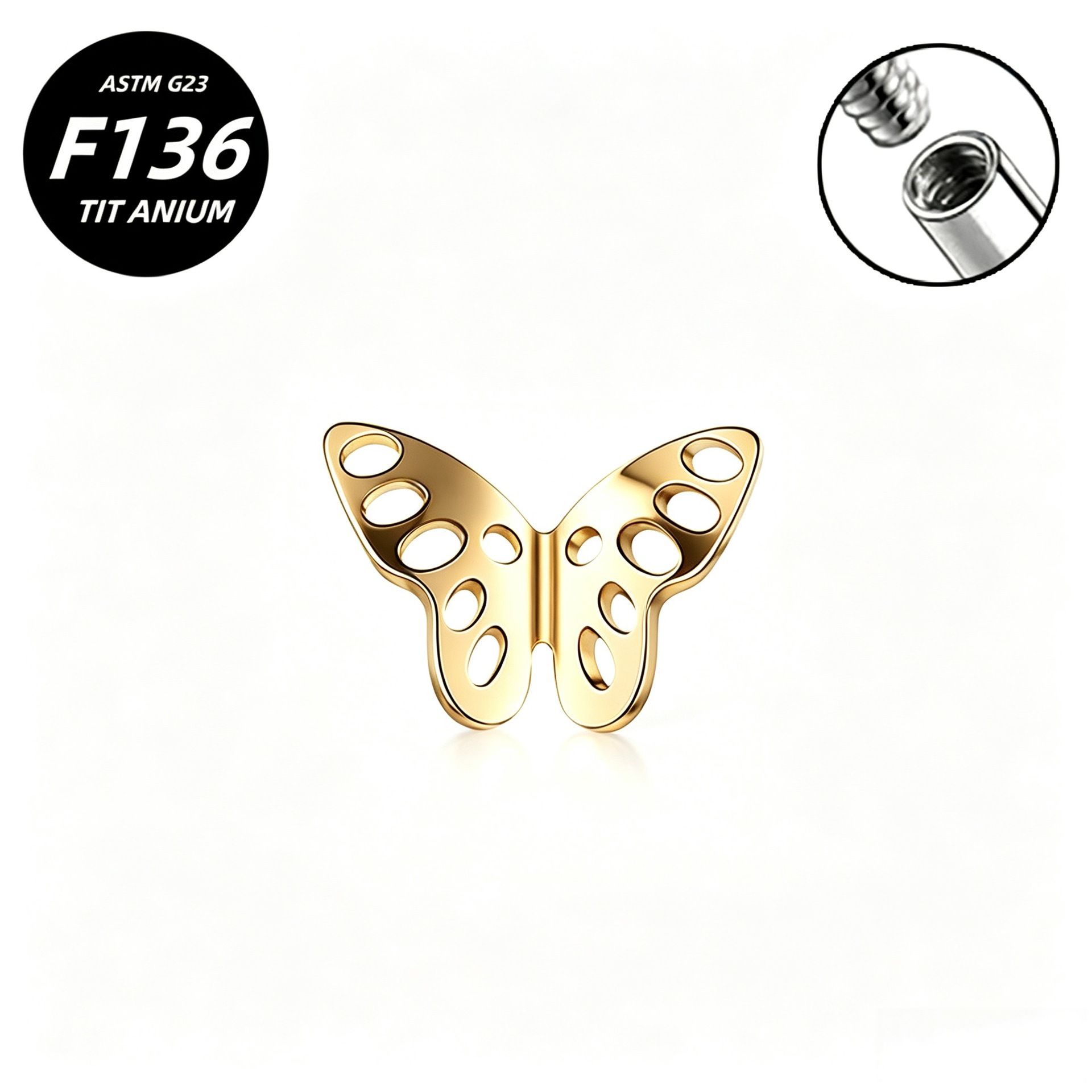 G23 Implant Grade Titanium Ear Stud Labret Stud Flat Back Internal Thread 0.9牙口 Titanium 本色 Helix Cartilage Stud Ear Stud Piercing Jewelry Women