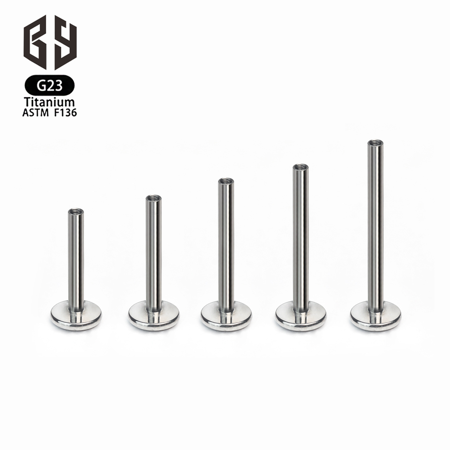 F136 Titanium Alloy Labret Stud Barbell 子 Internal Thread 0.9牙 Ear Stud Flat Back 座 Helix Cartilage Stud 底 Barbell Jewelry 替换 Barbell