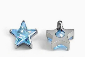 Titanium Alloy 五角 Star 超闪 Cubic Zirconia Labret Stud Internal Thread Ear Stud Helix Cartilage Stud 人体 Piercing Jewelry 头