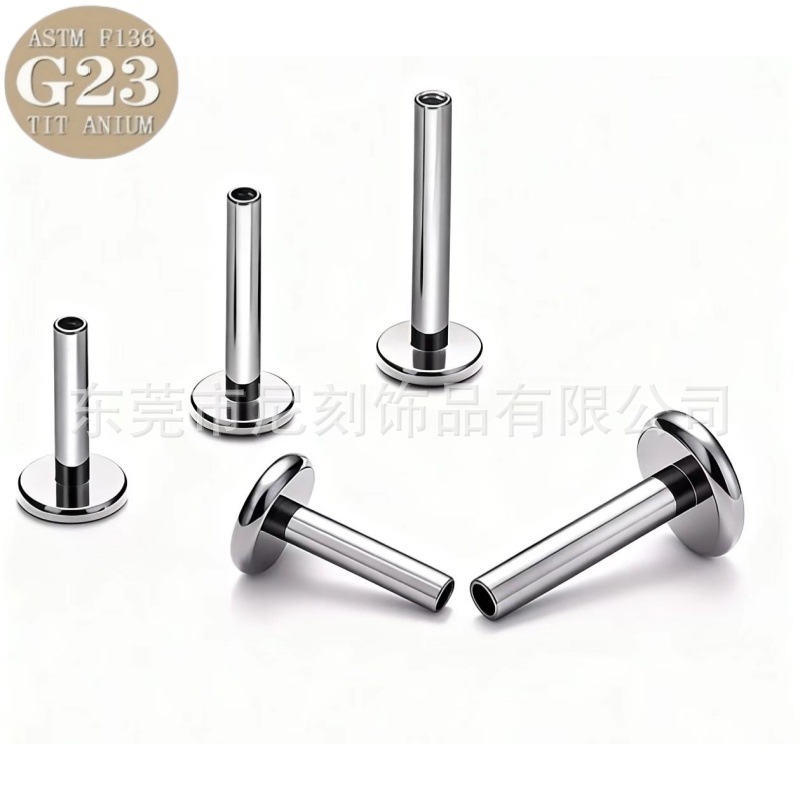G23 Implant Grade Titanium Flat Back Lip Barbell Internal Thread 底座 Barbell F136 Titanium Labret Stud Ear Stud 通用 Barbell Piercing 基础