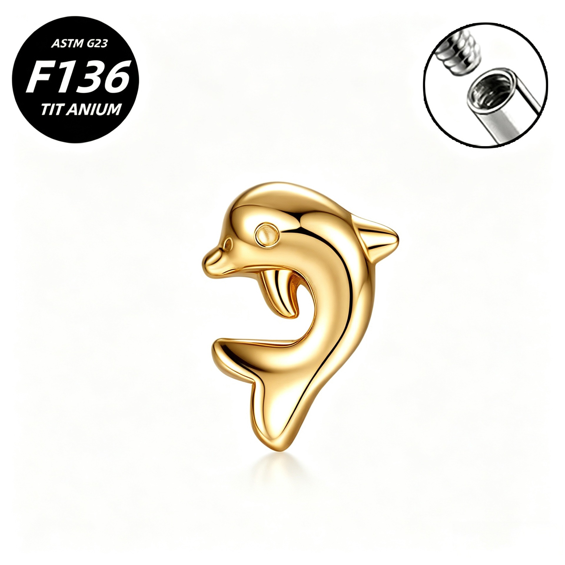 G23 Implant Grade Titanium Ear Stud Labret Stud Flat Back Internal Thread 0.9牙口 Titanium 本色 Helix Cartilage Stud Ear Stud Piercing Jewelry Women