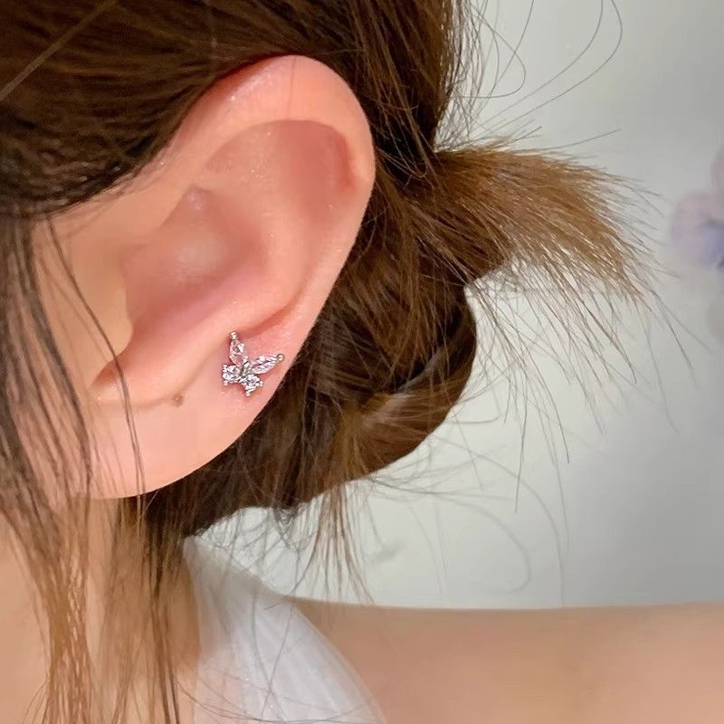 F136 Titanium Alloy Implant Grade Titanium Alloy Ear Stud 养 Ear 洞1.2粗 Internal Thread Easy-On Butterfly Ear 蜗 Helix Cartilage Stud