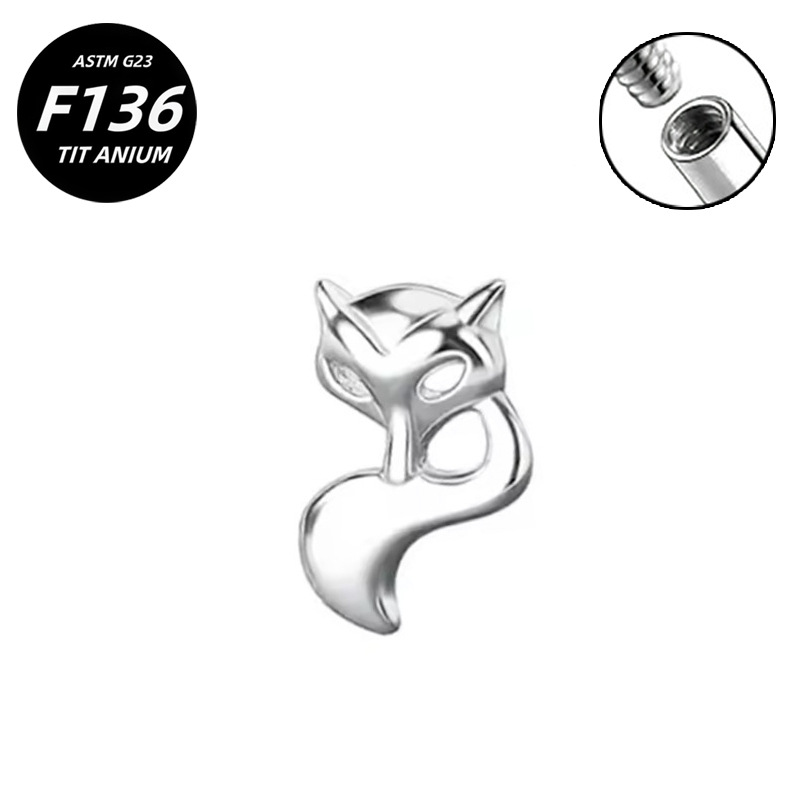 G23 Implant Grade Titanium Ear Stud Labret Stud Flat Back Internal Thread 0.9牙口 Titanium 本色 Helix Cartilage Stud Ear Stud Piercing Jewelry Women