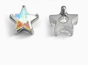 Titanium Alloy 五角 Star 超闪 Cubic Zirconia Labret Stud Internal Thread Ear Stud Helix Cartilage Stud 人体 Piercing Jewelry 头