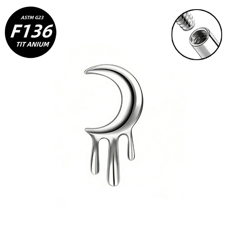 G23 Implant Grade Titanium Ear Stud Labret Stud Flat Back Internal Thread 0.9牙口 Titanium 本色 Helix Cartilage Stud Ear Stud Piercing Jewelry Women