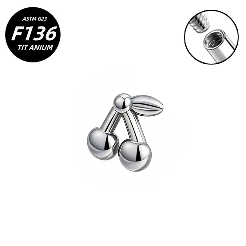 G23 Implant Grade Titanium Ear Stud Labret Stud Flat Back Internal Thread 0.9牙口 Titanium 本色 Helix Cartilage Stud Ear Stud Piercing Jewelry Women