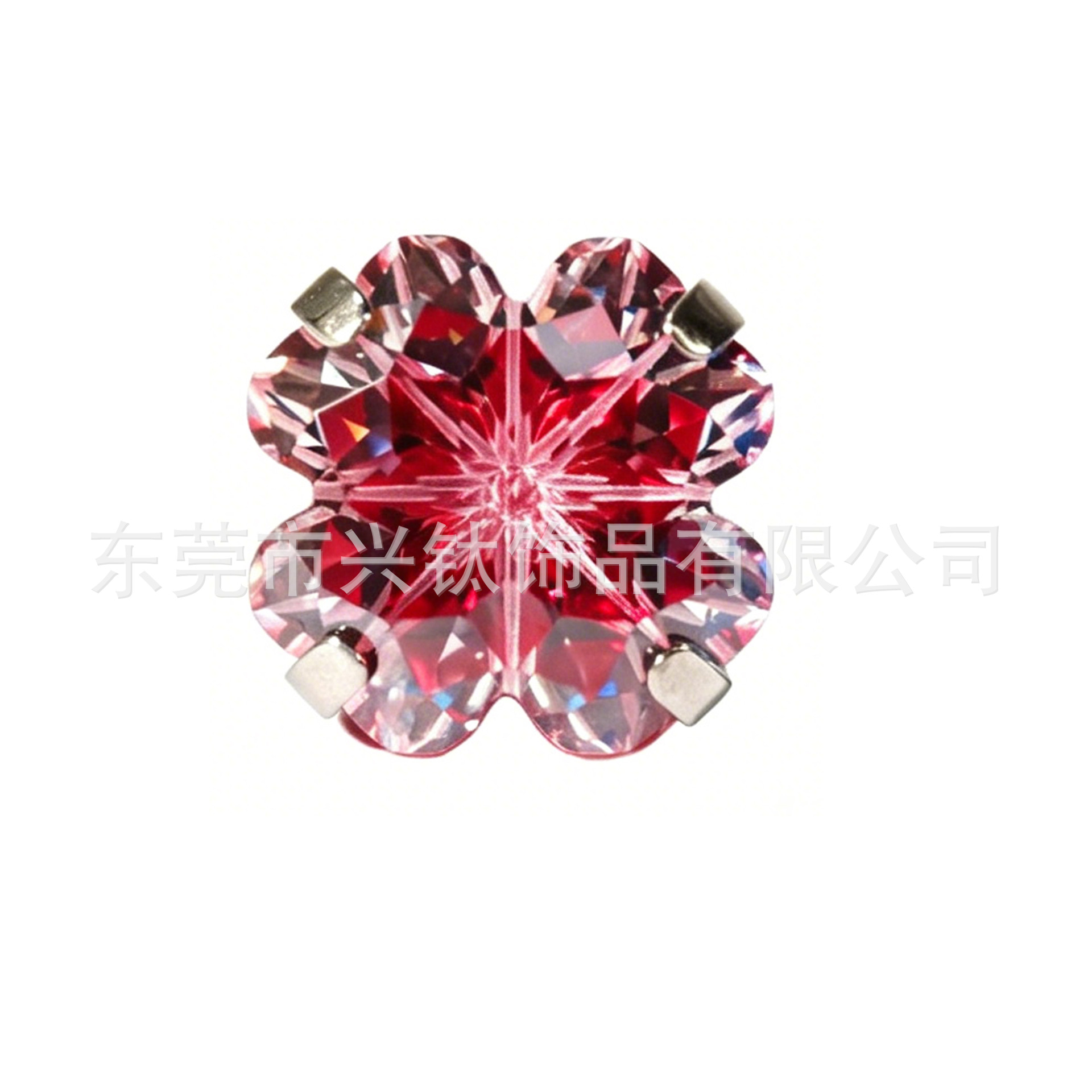 F136 Titanium Alloy 四叶草 Cubic Zirconia Ear Stud 圆底 Prong Studded 渐变G23 Ear Stud Helix Cartilage Stud Ear 蜗钉穿孔