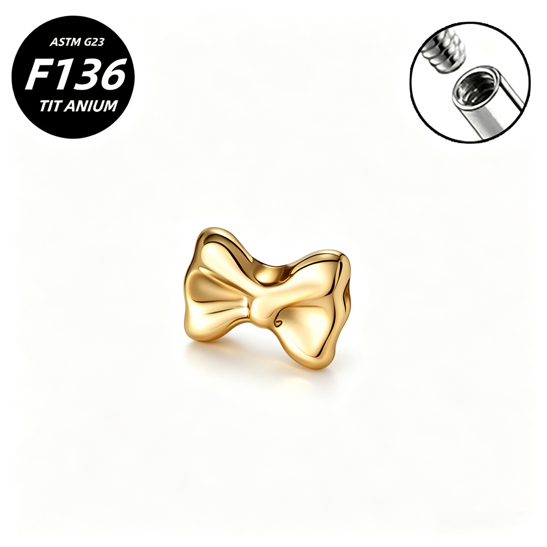G23 Implant Grade Titanium Ear Stud Labret Stud Flat Back Internal Thread 0.9牙口 Titanium 本色 Helix Cartilage Stud Ear Stud Piercing Jewelry Women