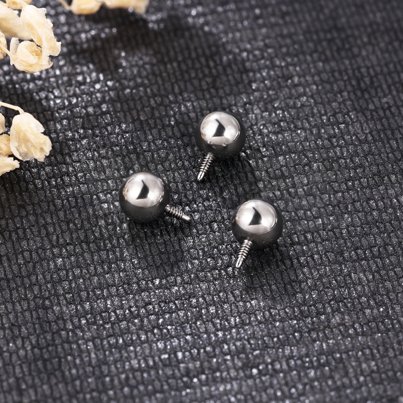 F136 Titanium Alloy Ear Stud 长牙 Ball Labret Stud External Thread 常规款 Helix Cartilage Stud 外牙 Ball 适配内牙 Barbell