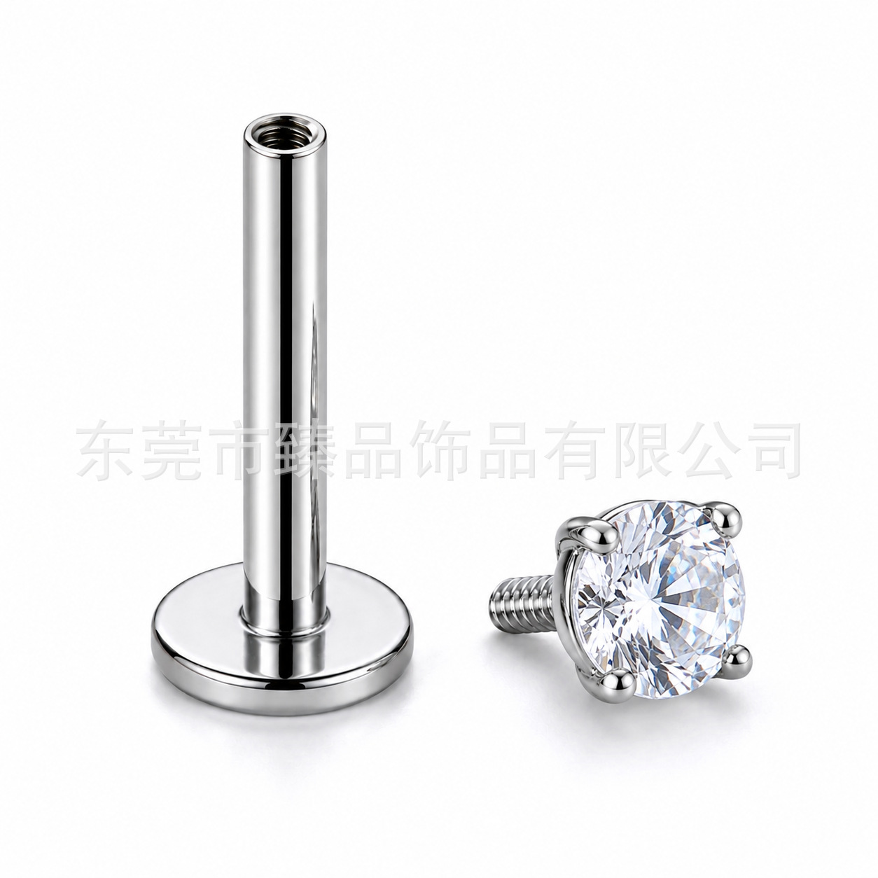 F136 Titanium Alloy 底座 Barbell 子 Internal Thread Flat Back T Barbell Piercing Accessories Jewelry 通用0.9牙 Ear Stud