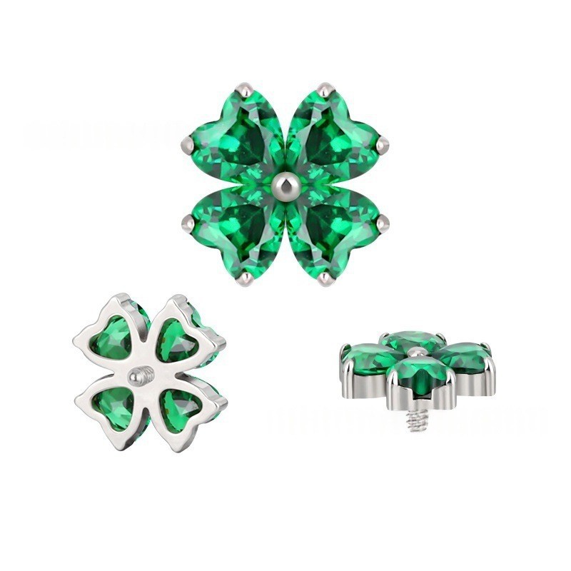 Titanium Alloy 幸运四叶草 Ear Stud Flower 型 Helix Cartilage Stud Piercing Jewelry 工厂