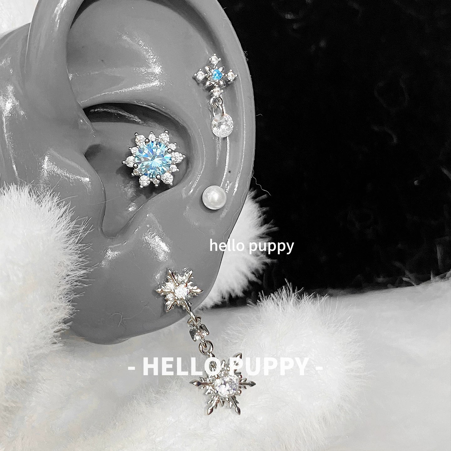 F136 Titanium Alloy Post 爆闪 Cubic Zirconia 雪 Flower Helix Cartilage Stud 1.2 Post Gauge 0.9牙口 Internal Thread Ear Stud Ear 饰 - Copper Body