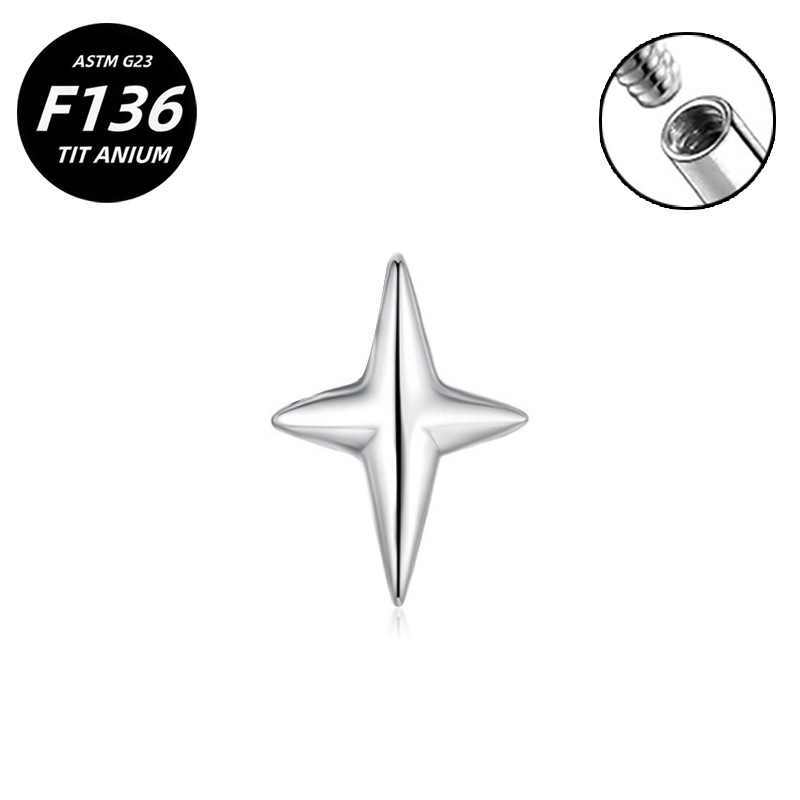 G23 Implant Grade Titanium Ear Stud Labret Stud Flat Back Internal Thread 0.9牙口 Titanium 本色 Helix Cartilage Stud Ear Stud Piercing Jewelry Women