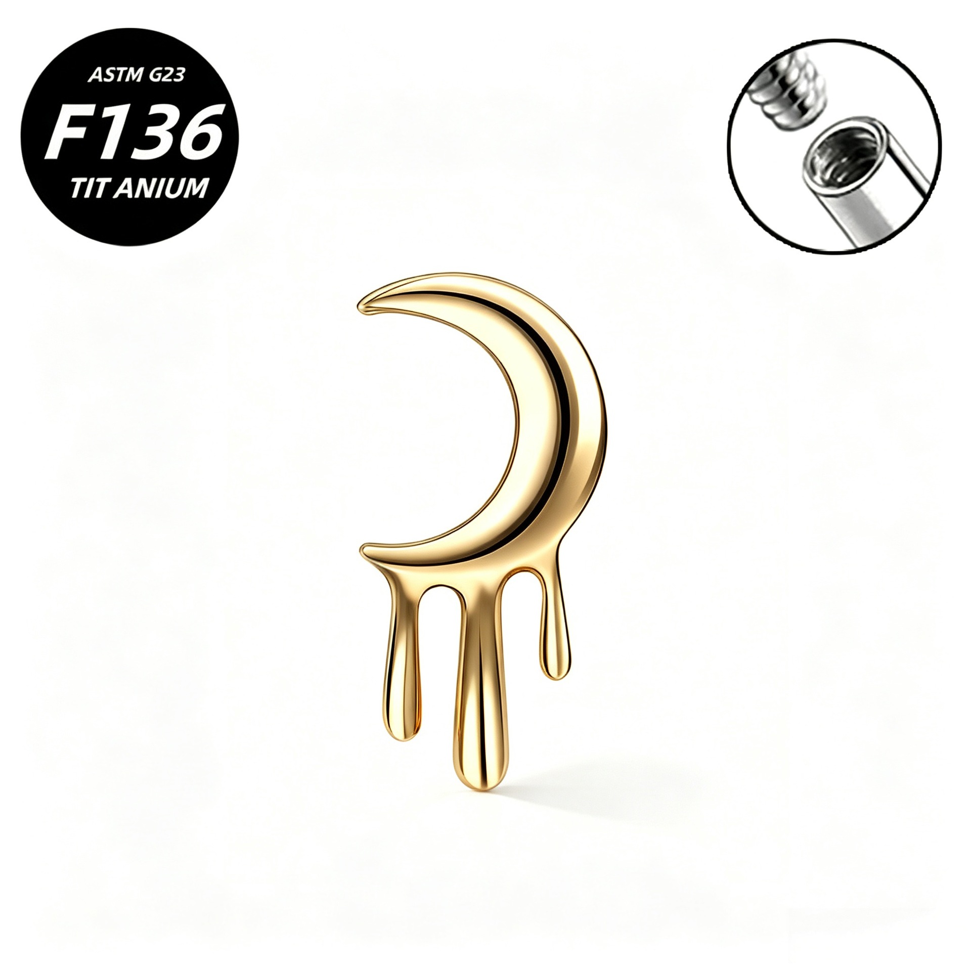 G23 Implant Grade Titanium Ear Stud Labret Stud Flat Back Internal Thread 0.9牙口 Titanium 本色 Helix Cartilage Stud Ear Stud Piercing Jewelry Women