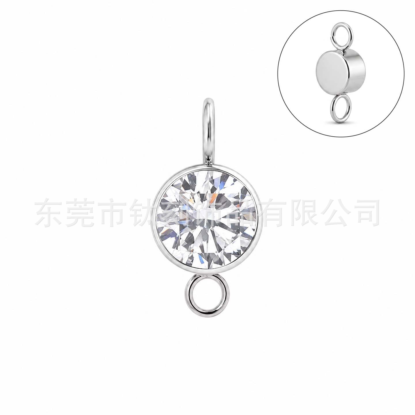 F136 Titanium Alloy 圆 Zirconia 杯 Ear Stud Pendant Double 头 Ring 0.9牙 Internal Thread 人体 Piercing Jewelry