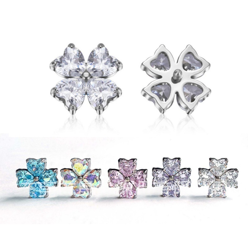 Titanium Alloy 幸运四叶草 Ear Stud Flower 型 Helix Cartilage Stud Piercing Jewelry 工厂