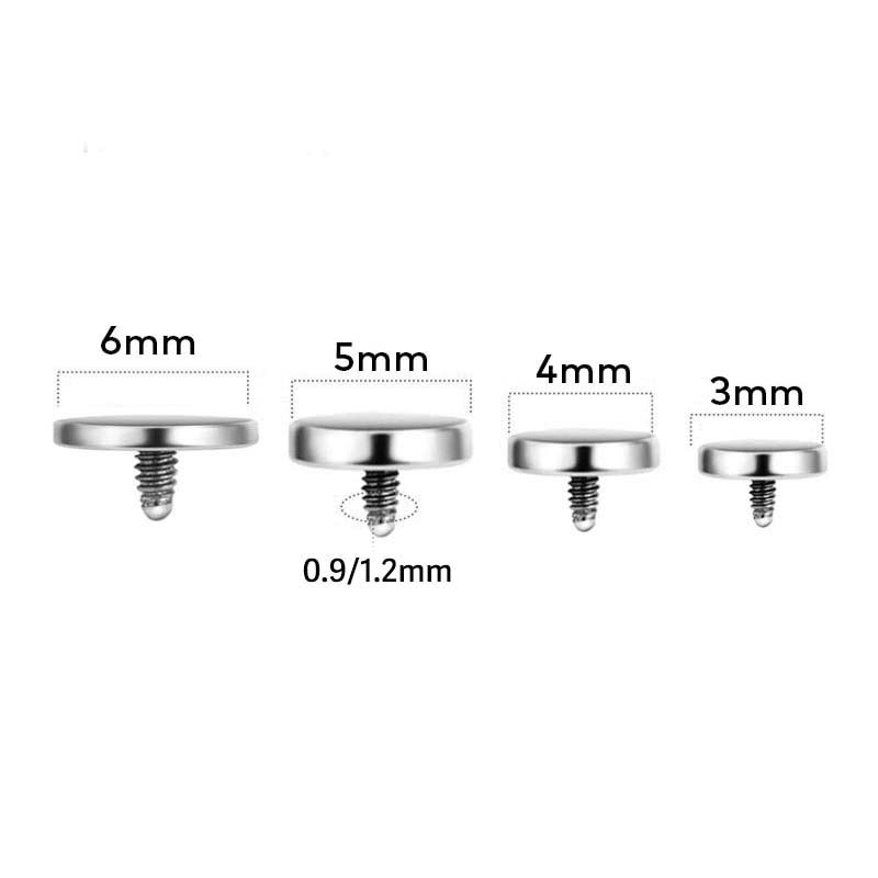 G23 Implant Grade Titanium 圆饼 External Thread Labret Stud 平面 Ear Stud 基础钉替换头Diy Piercing Accessories