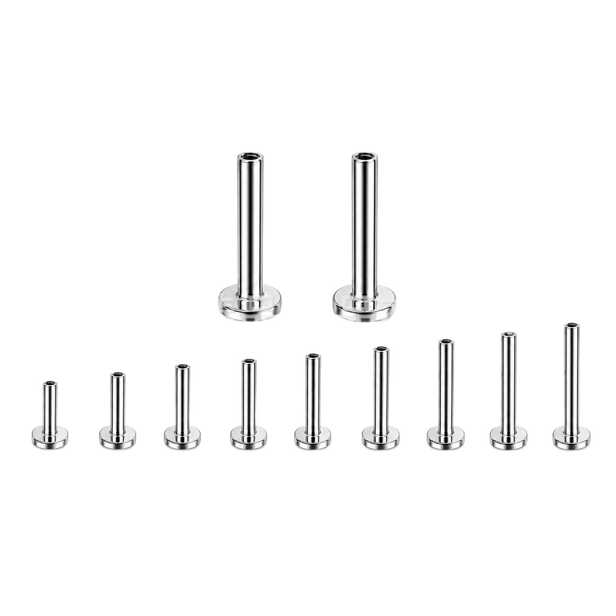 F136 Titanium Alloy 底座 Barbell 子 Internal Thread Flat Back T Barbell Piercing Accessories Jewelry 通用0.9牙 Ear Stud