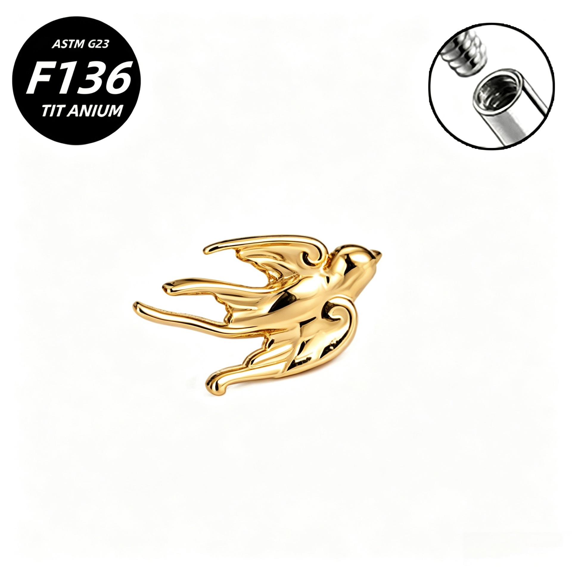 G23 Implant Grade Titanium Ear Stud Labret Stud Flat Back Internal Thread 0.9牙口 Titanium 本色 Helix Cartilage Stud Ear Stud Piercing Jewelry Women
