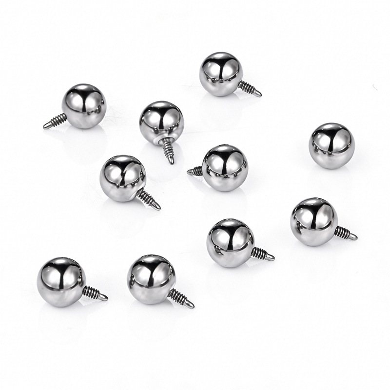 F136 Titanium Alloy Ear Stud 长牙 Ball Labret Stud External Thread 常规款 Helix Cartilage Stud 外牙 Ball 适配内牙 Barbell