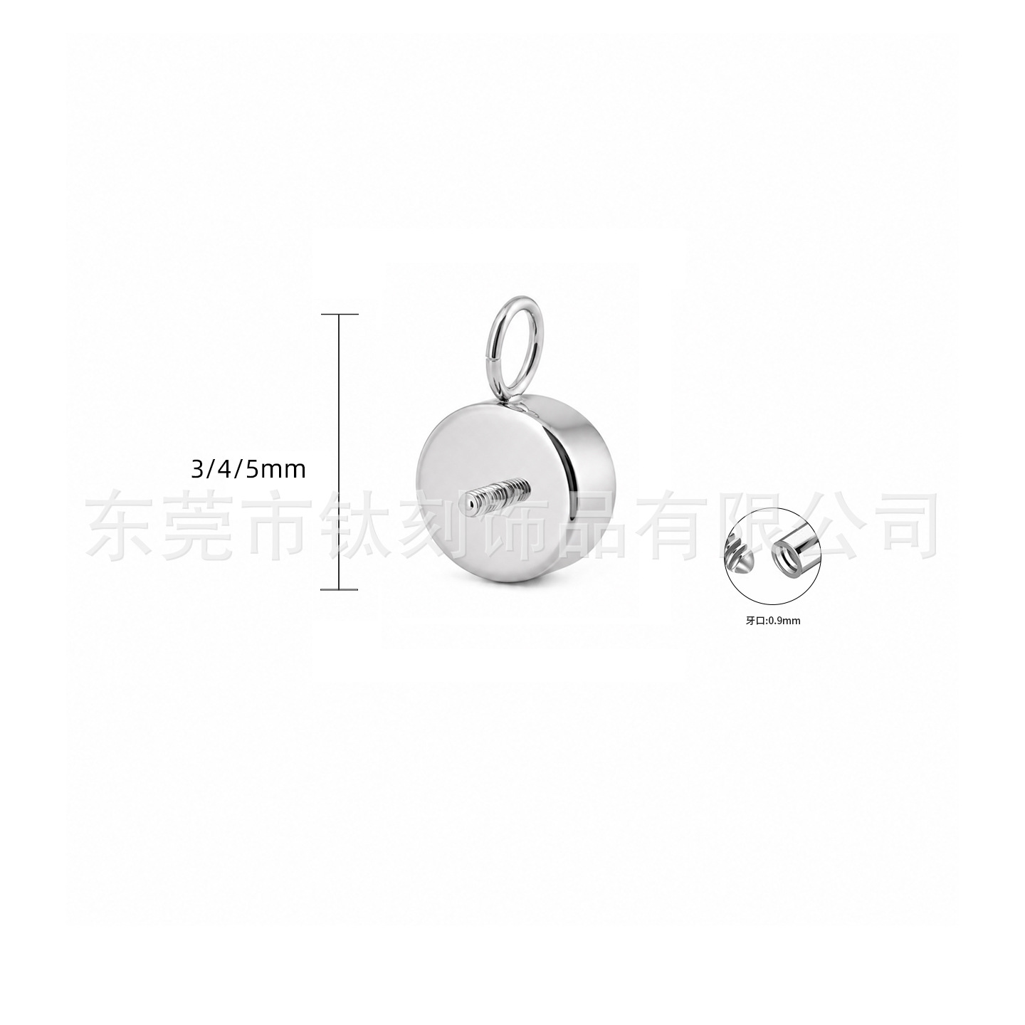 F136 Titanium Alloy 圆 Zirconia 杯 Ear Stud Pendant Double 头 Ring 0.9牙 Internal Thread 人体 Piercing Jewelry