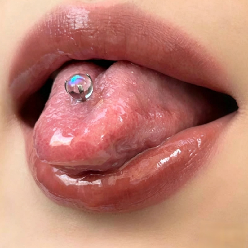 F136 Titanium Alloy 月光石 Tongue Barbell Ear Stud 替换 Jewelry 头G23 Titanium 三 Prong Ball Labret Stud Piercing Jewelry