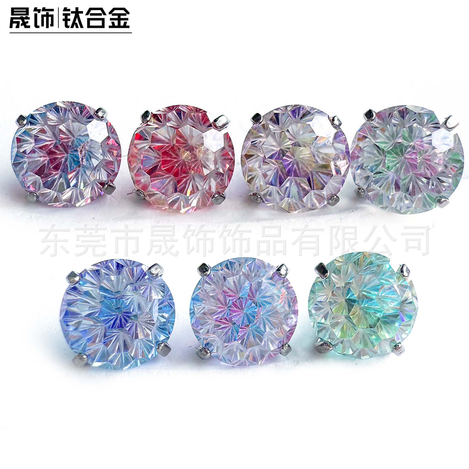 F136 Titanium 渐变烟 Flower 切 Cubic Zirconia Ear Stud Labret Stud Tongue Barbell G23 Implant Grade Titanium 人体 Piercing Jewelry Helix Cartilage Stud