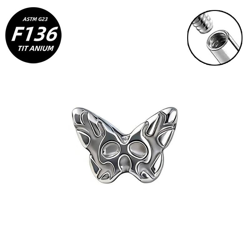 G23 Implant Grade Titanium Ear Stud Labret Stud Flat Back Internal Thread 0.9牙口 Titanium 本色 Helix Cartilage Stud Ear Stud Piercing Jewelry Women