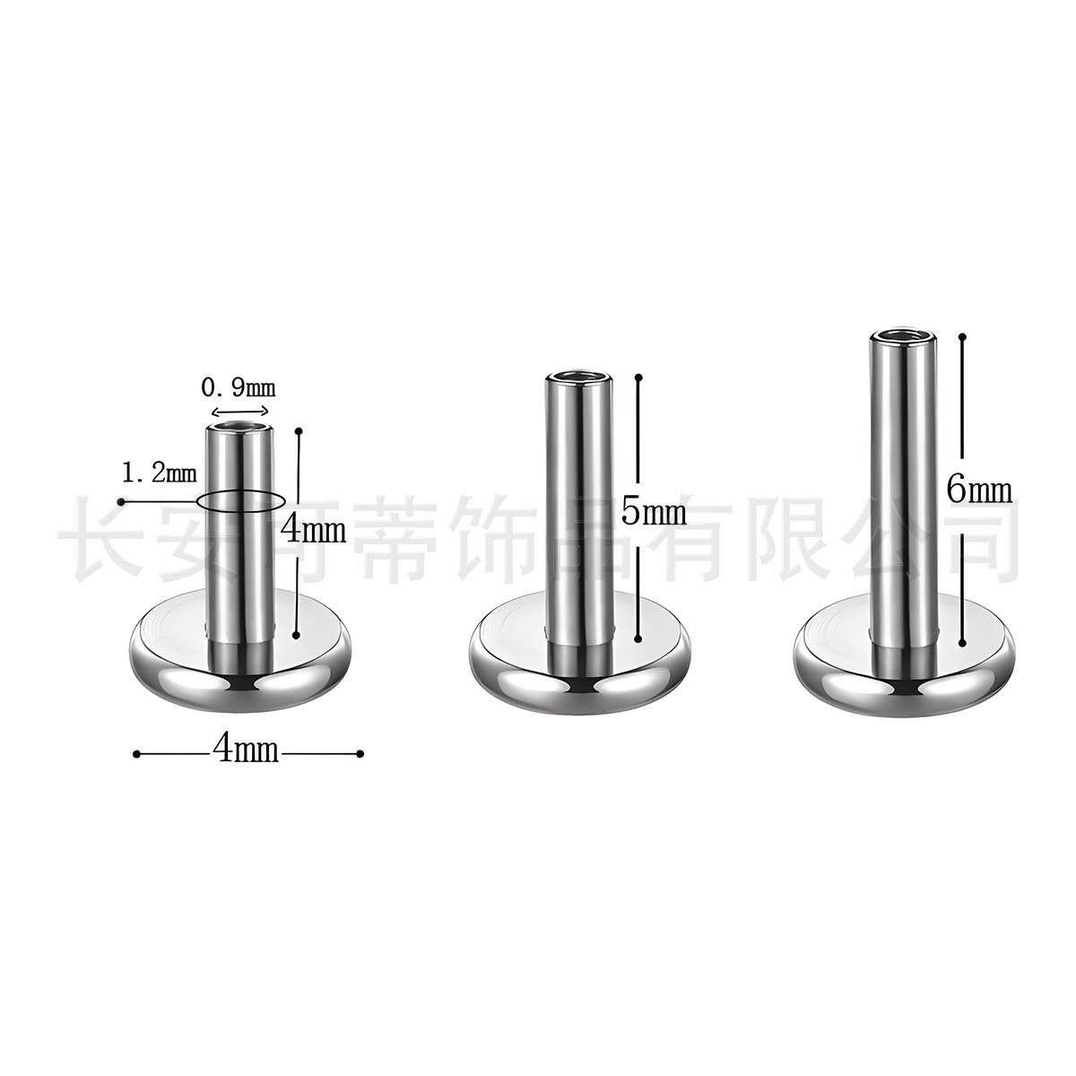 Titanium Alloy 内牙 Thread Labret Stud Ear Stud 底座F136 Titanium 替换 Flat Back Barbell 骨钉 Piercing Jewelry Accessories