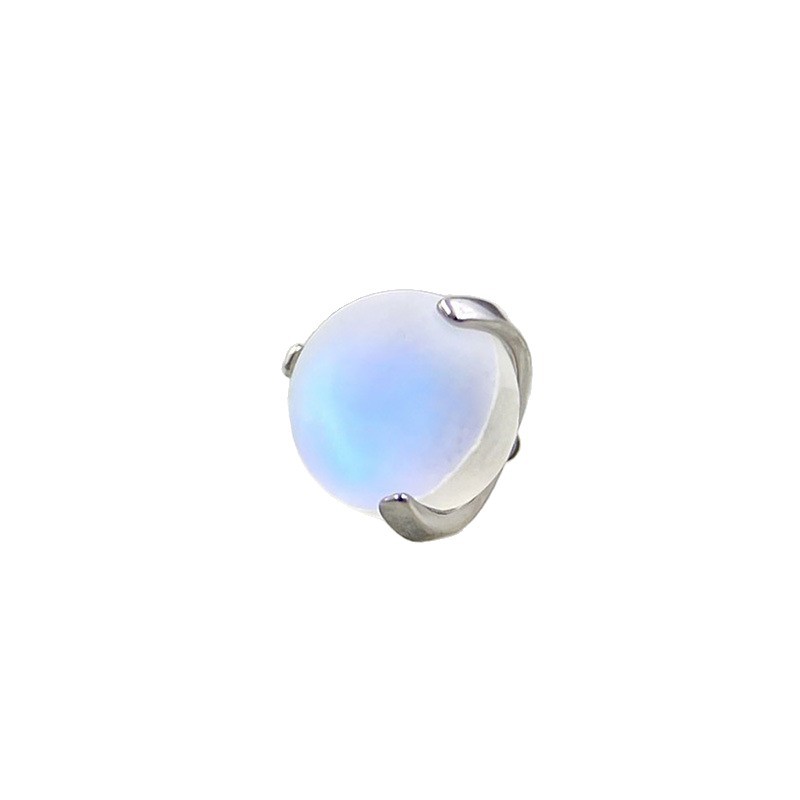 F136 Titanium Alloy 月光石 Tongue Barbell Ear Stud 替换 Jewelry 头G23 Titanium 三 Prong Ball Labret Stud Piercing Jewelry