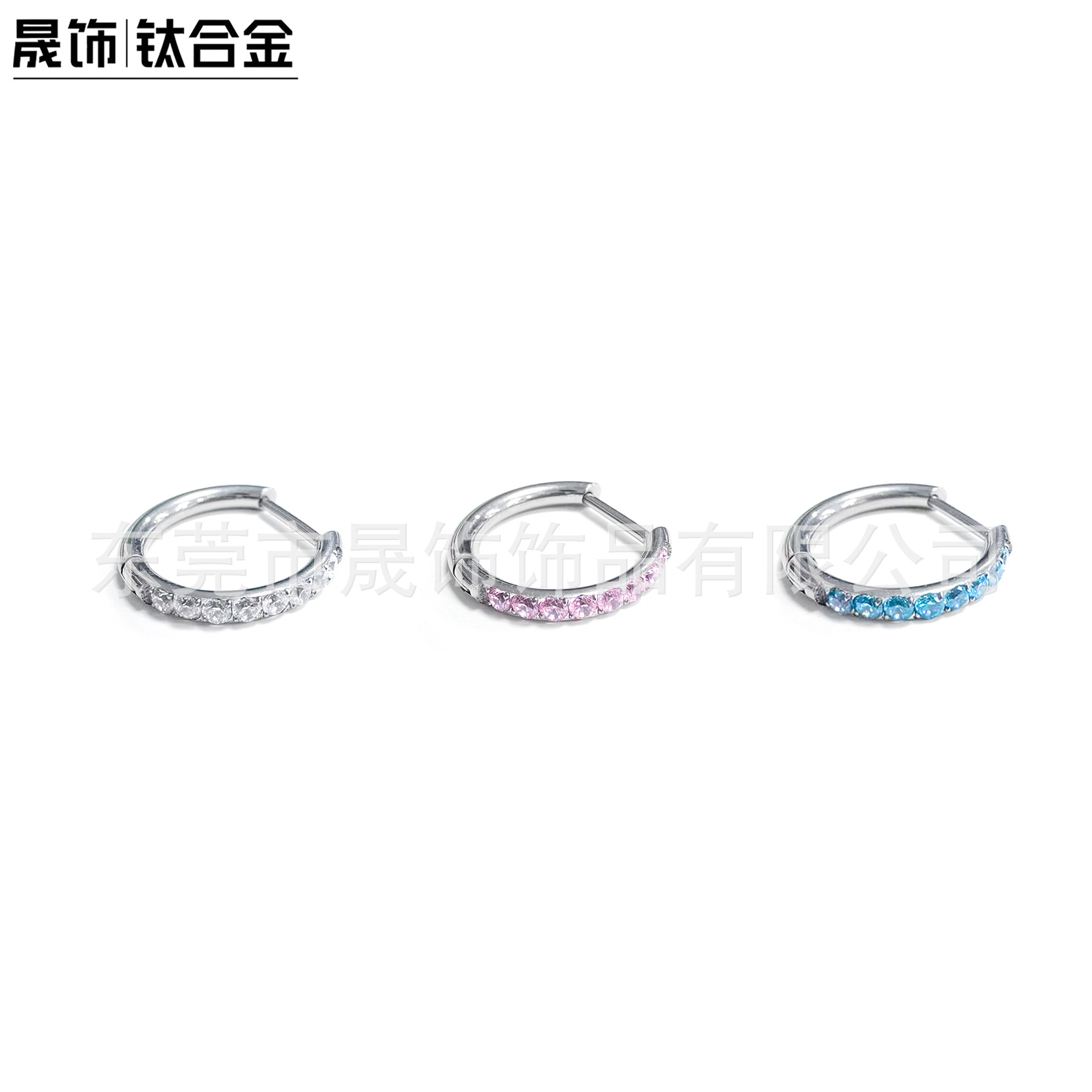 F136 Titanium Alloy Earring D 半 Diamond 直 Needle Ear 扣 Studded 5A Cubic Zirconia 无缝圈G23 Titanium 人体 Piercing Jewelry