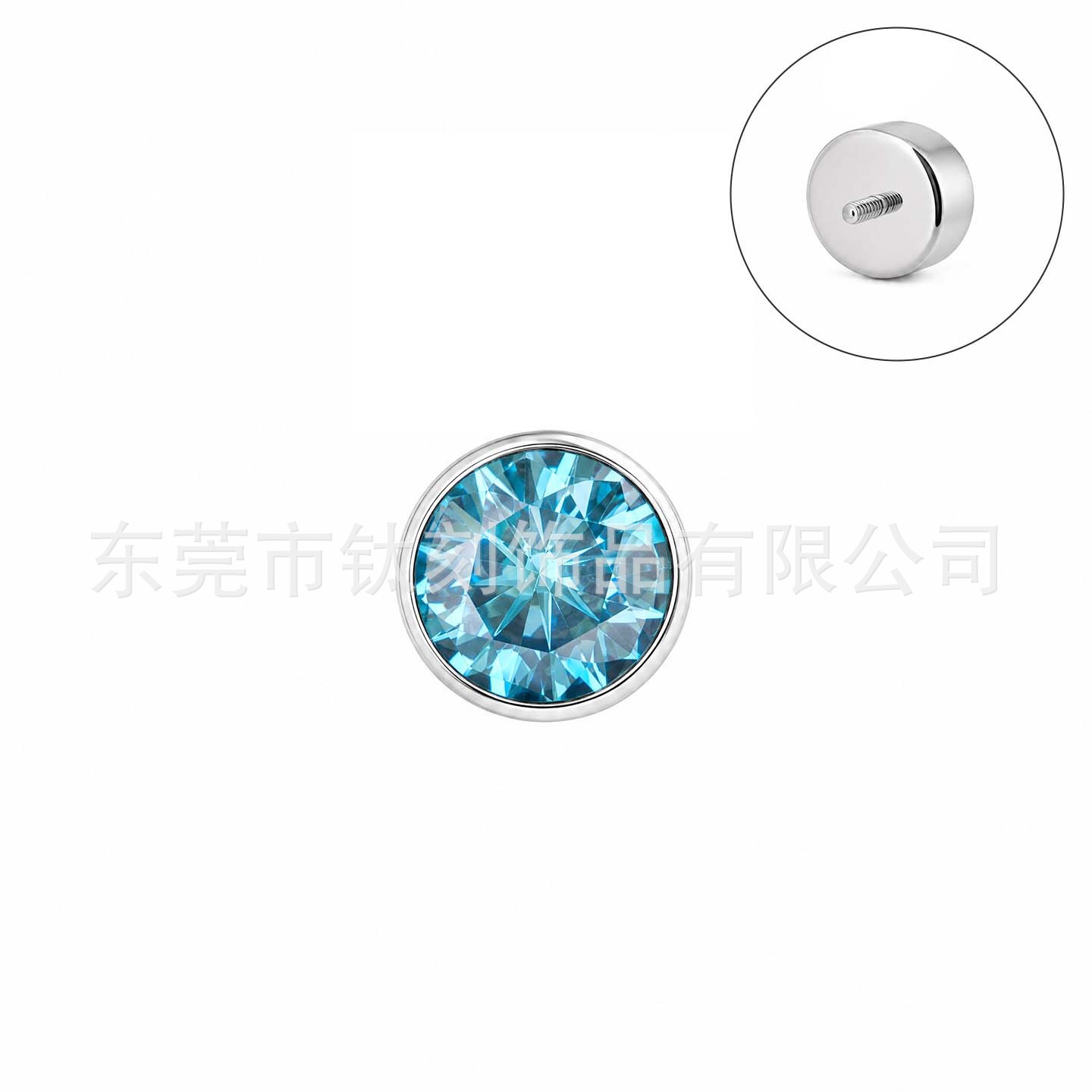 F136 Titanium Alloy 圆 Zirconia 杯 Ear Stud Pendant Double 头 Ring 0.9牙 Internal Thread 人体 Piercing Jewelry