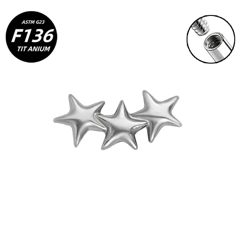 G23 Implant Grade Titanium Ear Stud Labret Stud Flat Back Internal Thread 0.9牙口 Titanium 本色 Helix Cartilage Stud Ear Stud Piercing Jewelry Women