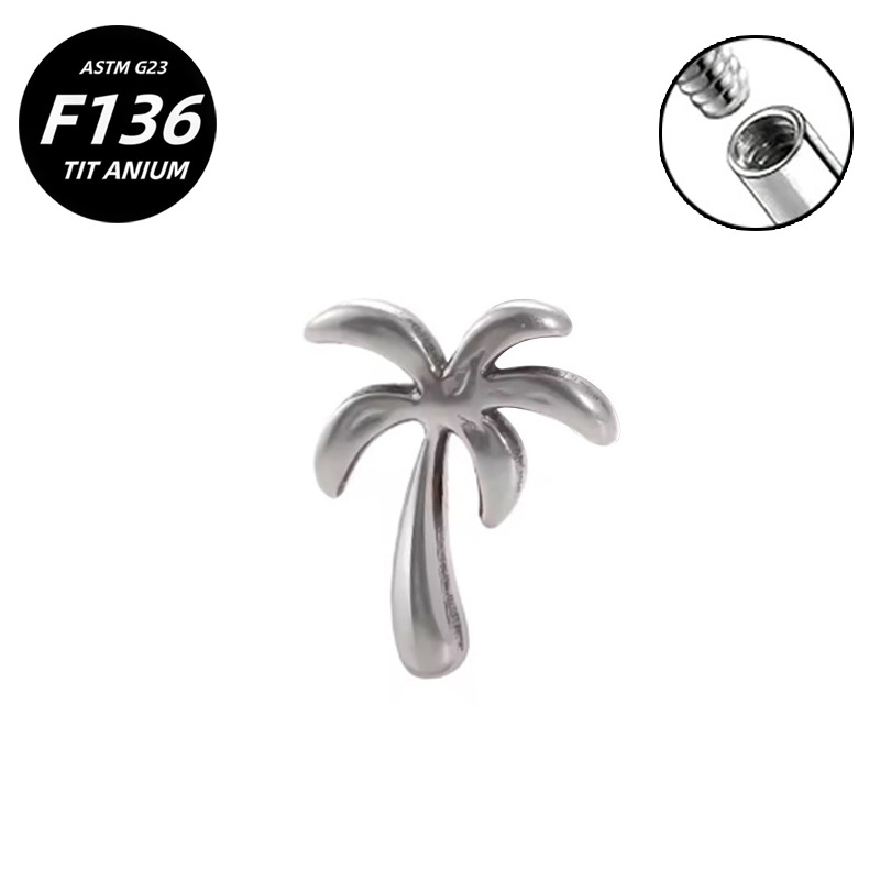 G23 Implant Grade Titanium Ear Stud Labret Stud Flat Back Internal Thread 0.9牙口 Titanium 本色 Helix Cartilage Stud Ear Stud Piercing Jewelry Women