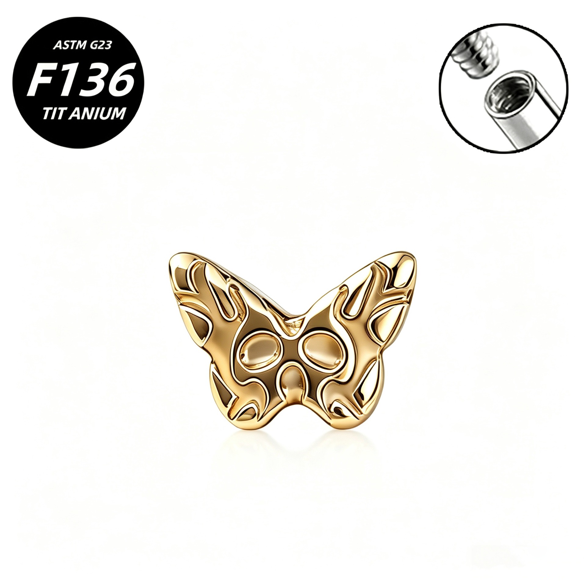 G23 Implant Grade Titanium Ear Stud Labret Stud Flat Back Internal Thread 0.9牙口 Titanium 本色 Helix Cartilage Stud Ear Stud Piercing Jewelry Women