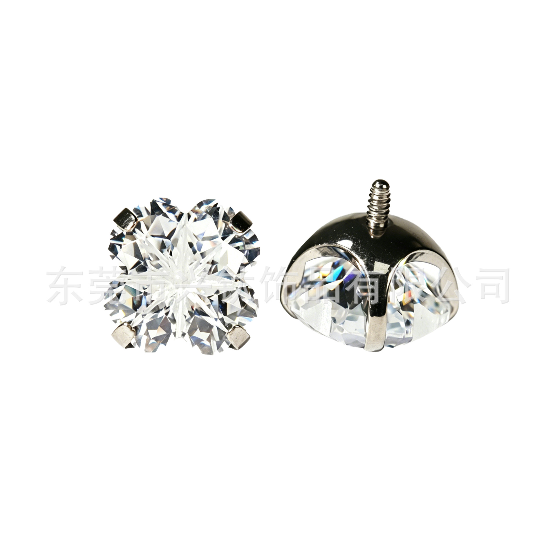 F136 Titanium Alloy 四叶草 Cubic Zirconia Ear Stud 圆底 Prong Studded 渐变G23 Ear Stud Helix Cartilage Stud Ear 蜗钉穿孔