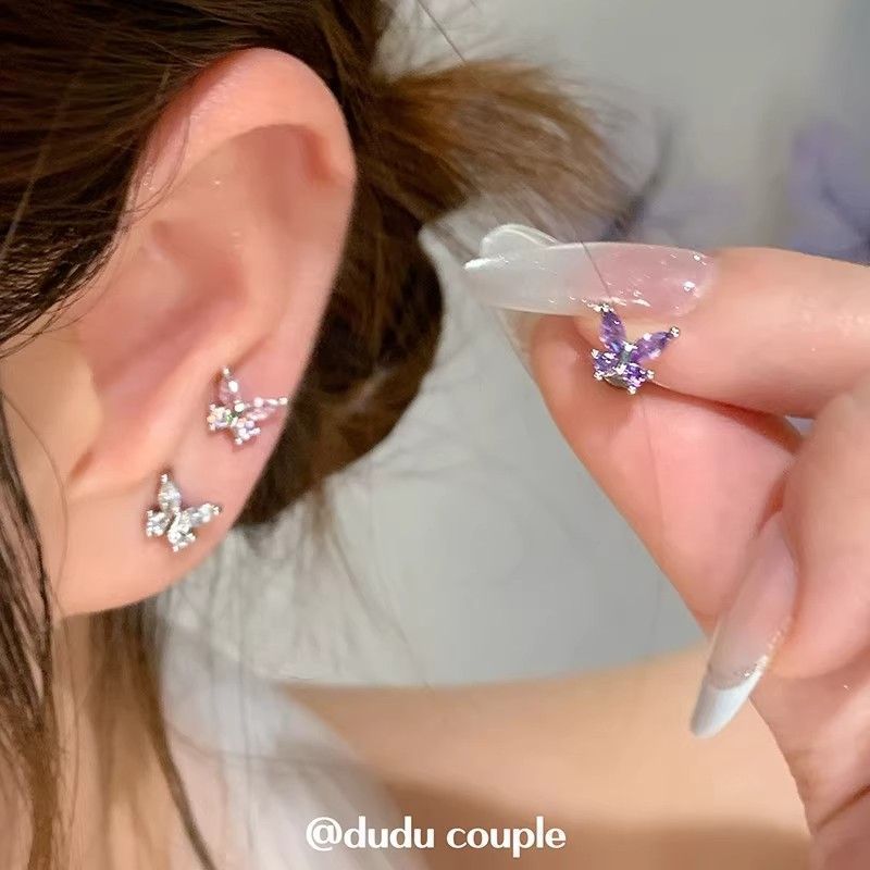 F136 Titanium Alloy Implant Grade Titanium Alloy Ear Stud 养 Ear 洞1.2粗 Internal Thread Easy-On Butterfly Ear 蜗 Helix Cartilage Stud